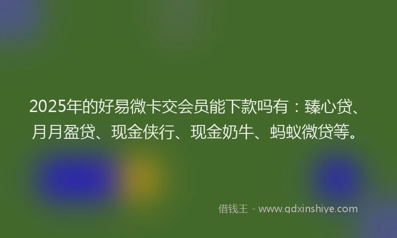 2025年的好易微卡交会员能下款吗有：臻心贷、月月盈贷、现金侠行、现金奶牛、蚂蚁微贷等。