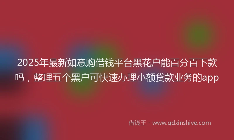 2025年最新如意购借钱平台黑花户能百分百下款吗，整理五个黑户可快速办理小额贷款业务的app