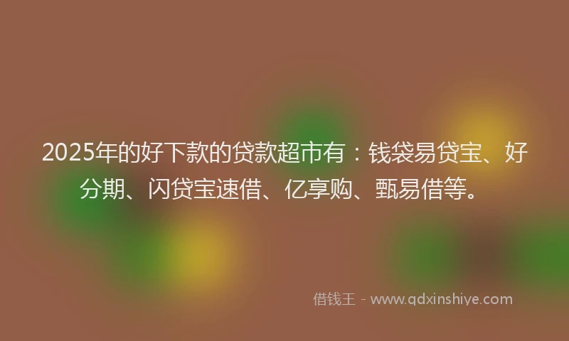 2025年的好下款的贷款超市有：钱袋易贷宝、好分期、闪贷宝速借、亿享购、甄易借等。