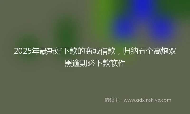 2025年最新好下款的商城借款，归纳五个高炮双黑逾期必下款软件