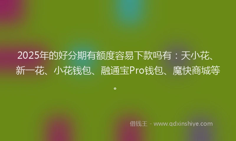 2025年的好分期有额度容易下款吗有：天小花、新一花、小花钱包、融通宝Pro钱包、魔快商城等。