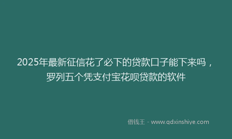 2025年最新征信花了必下的贷款口子能下来吗，罗列五个凭支付宝花呗贷款的软件