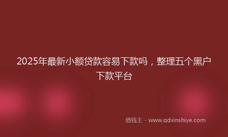 2025年最新小额贷款容易下款吗，整理五个黑户下款平台