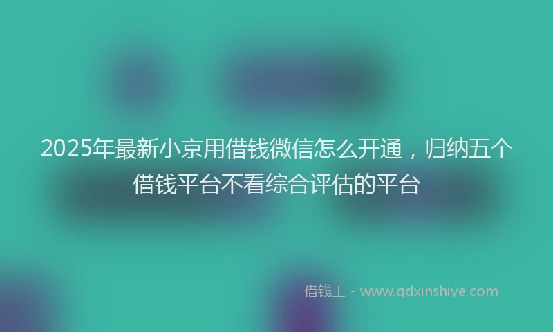 2025年最新小京用借钱微信怎么开通，归纳五个借钱平台不看综合评估的平台