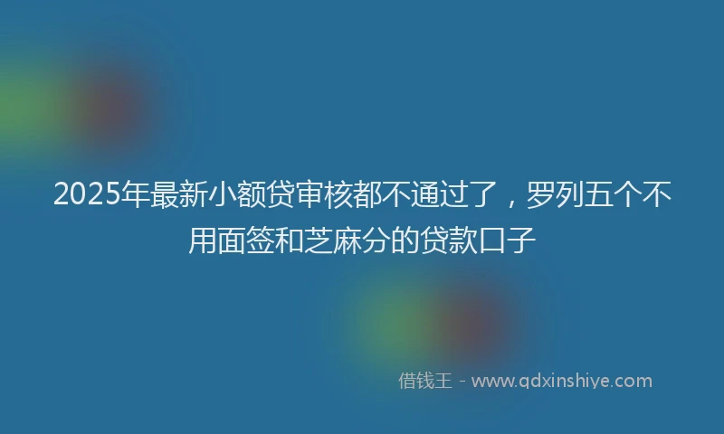 2025年最新小额贷审核都不通过了，罗列五个不用面签和芝麻分的贷款口子