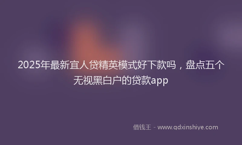 2025年最新宜人贷精英模式好下款吗，盘点五个无视黑白户的贷款app