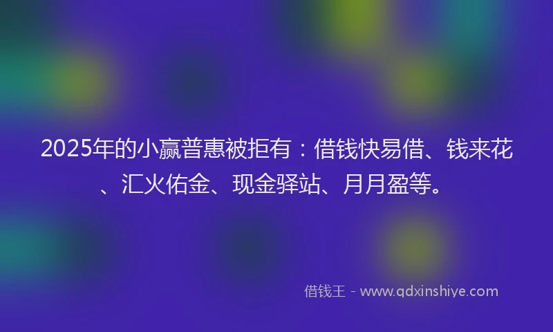 2025年的小赢普惠被拒有：借钱快易借、钱来花、汇火佑金、现金驿站、月月盈等。