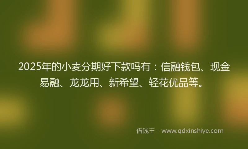 2025年的小麦分期好下款吗有：信融钱包、现金易融、龙龙用、新希望、轻花优品等。