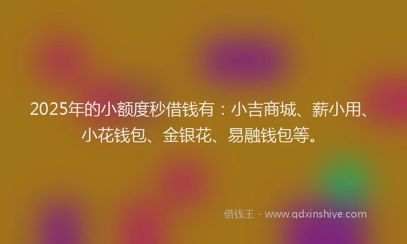 2025年的小额度秒借钱有：小吉商城、薪小用、小花钱包、金银花、易融钱包等。