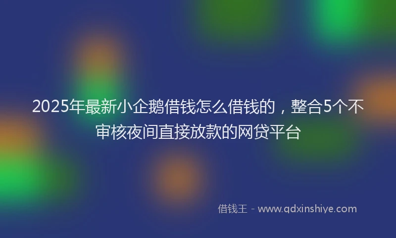2025年最新小企鹅借钱怎么借钱的，整合5个不审核夜间直接放款的网贷平台