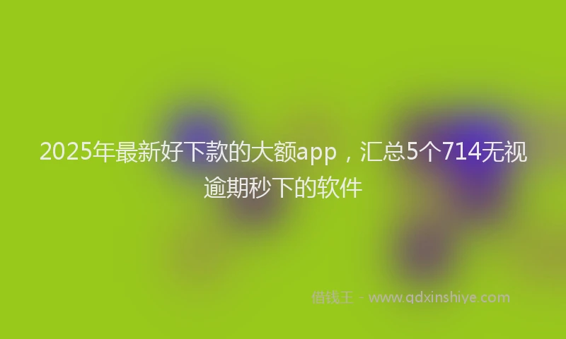 2025年最新好下款的大额app，汇总5个714无视逾期秒下的软件