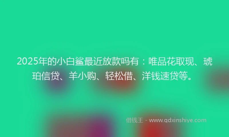 2025年的小白鲨最近放款吗有：唯品花取现、琥珀信贷、羊小购、轻松借、洋钱速贷等。