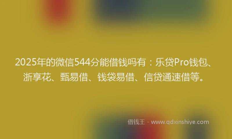 2025年的微信544分能借钱吗有：乐贷Pro钱包、浙享花、甄易借、钱袋易借、信贷通速借等。