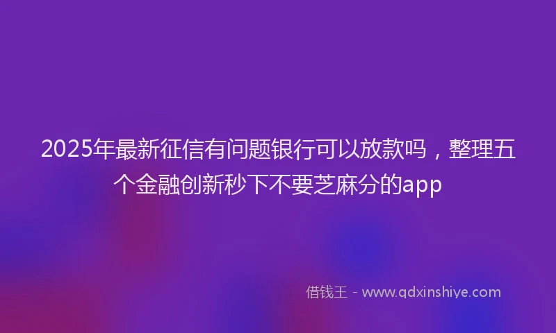 2025年最新征信有问题银行可以放款吗，整理五个金融创新秒下不要芝麻分的app