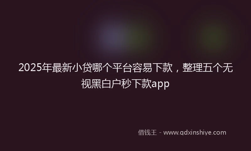 2025年最新小贷哪个平台容易下款，整理五个无视黑白户秒下款app