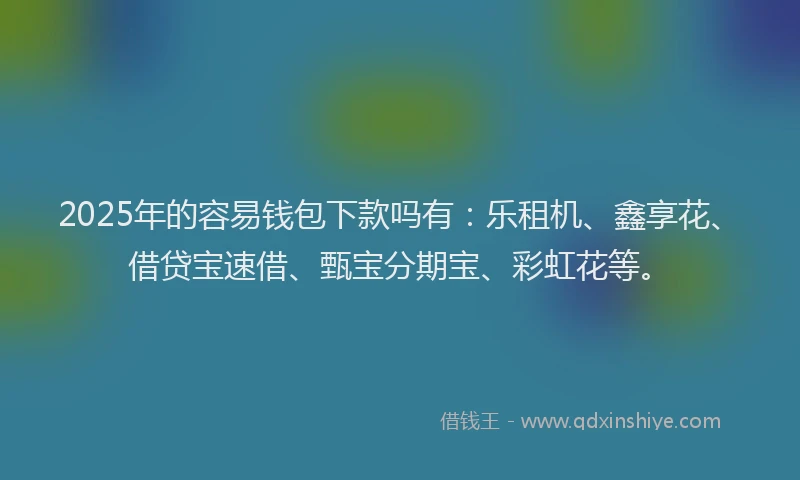 2025年的容易钱包下款吗有：乐租机、鑫享花、借贷宝速借、甄宝分期宝、彩虹花等。
