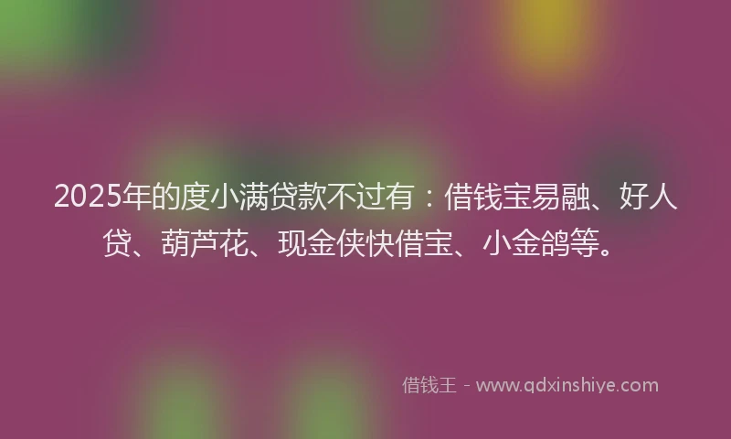 2025年的度小满贷款不过有：借钱宝易融、好人贷、葫芦花、现金侠快借宝、小金鸽等。