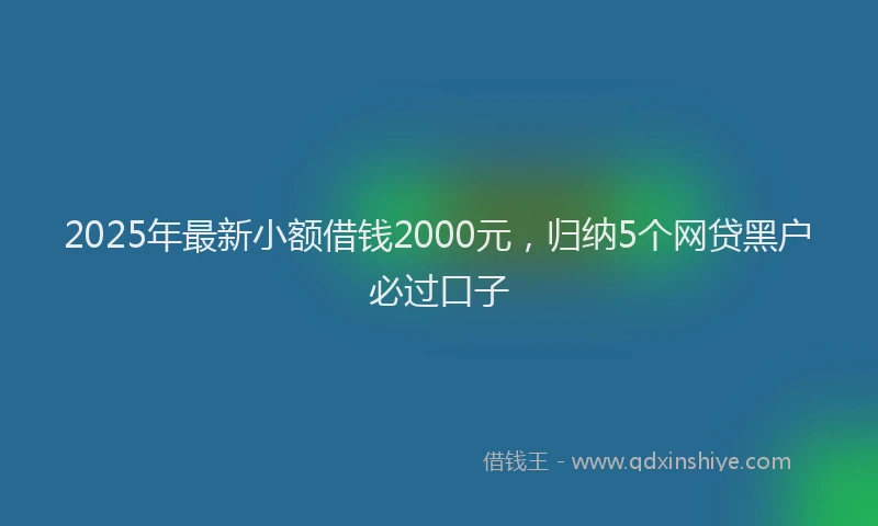 2025年最新小额借钱2000元，归纳5个网贷黑户必过口子