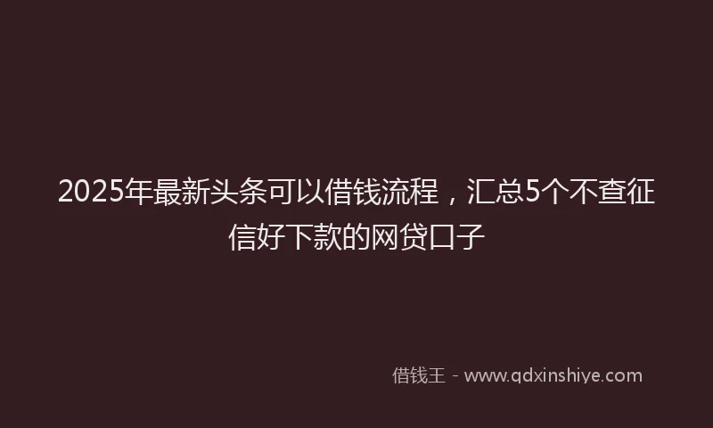2025年最新头条可以借钱流程，汇总5个不查征信好下款的网贷口子