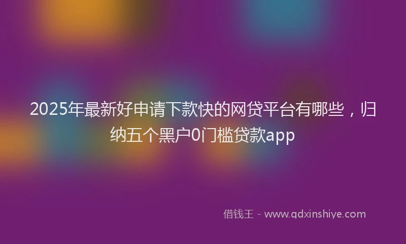 2025年最新好申请下款快的网贷平台有哪些，归纳五个黑户0门槛贷款app
