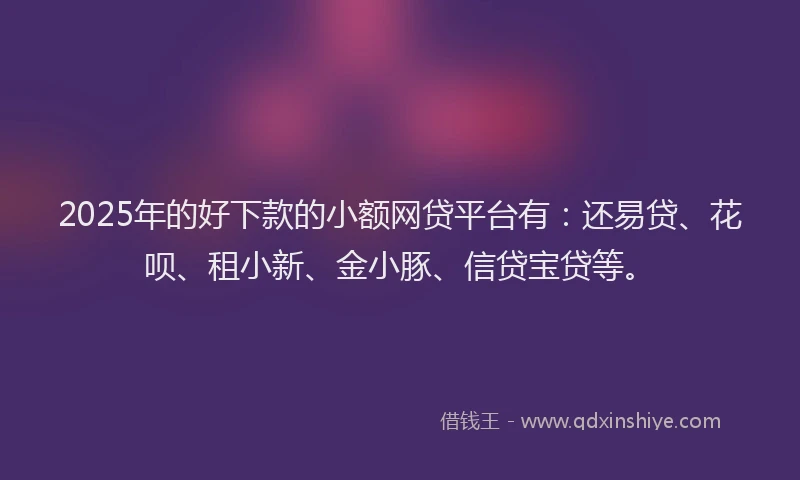 2025年的好下款的小额网贷平台有：还易贷、花呗、租小新、金小豚、信贷宝贷等。