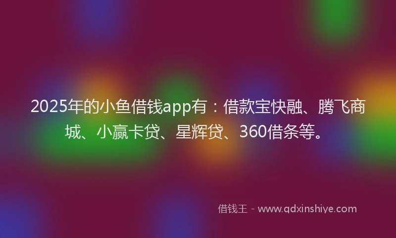 2025年的小鱼借钱app有：借款宝快融、腾飞商城、小赢卡贷、星辉贷、360借条等。