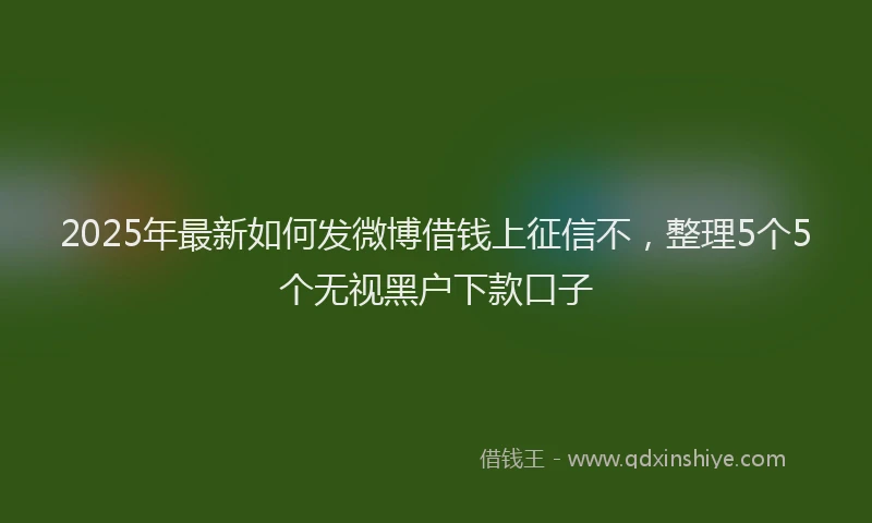 2025年最新如何发微博借钱上征信不，整理5个5个无视黑户下款口子