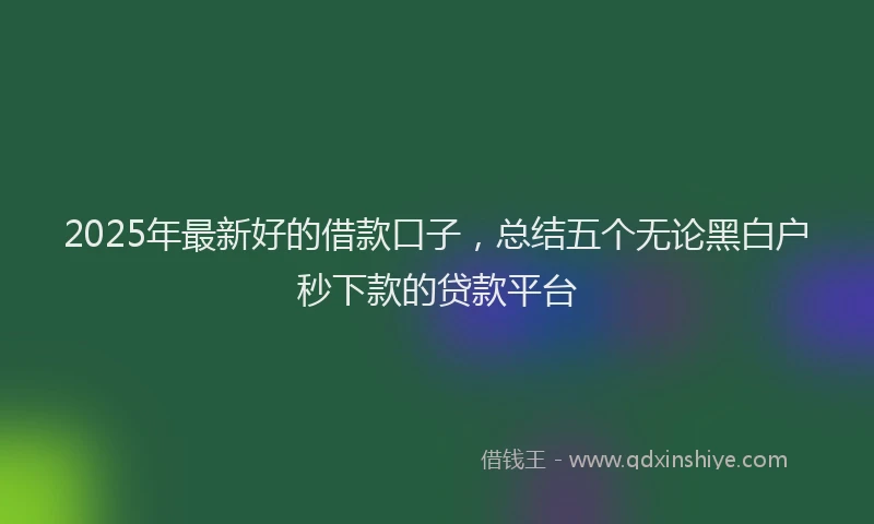 2025年最新好的借款口子，总结五个无论黑白户秒下款的贷款平台