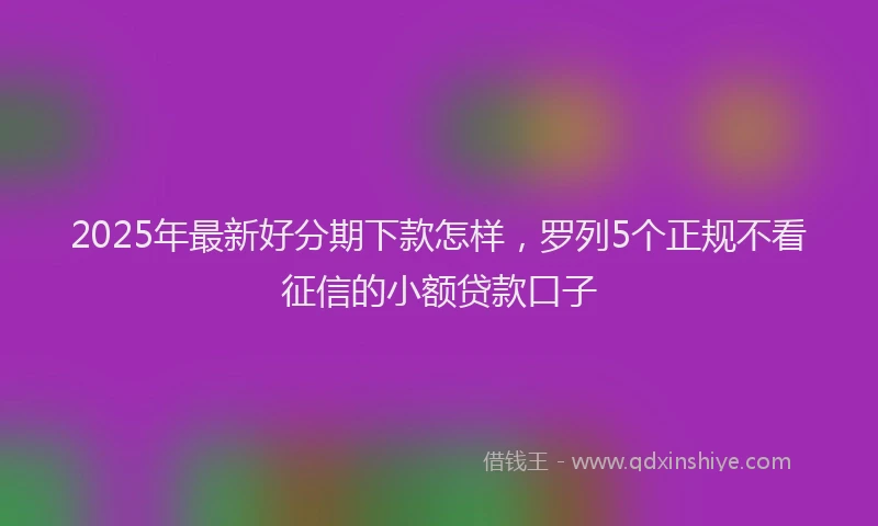 2025年最新好分期下款怎样，罗列5个正规不看征信的小额贷款口子