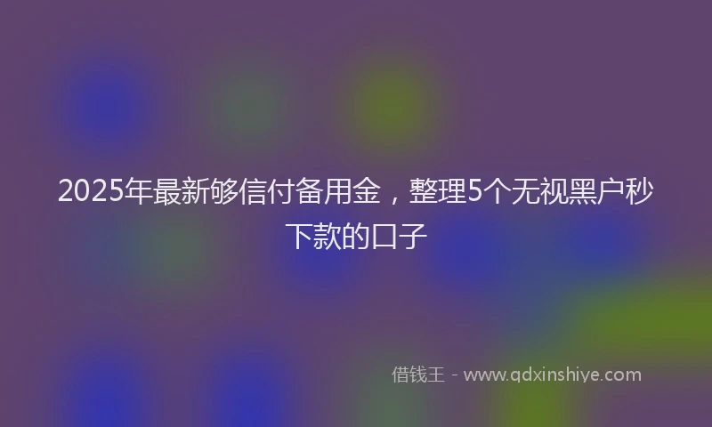 2025年最新够信付备用金，整理5个无视黑户秒下款的口子