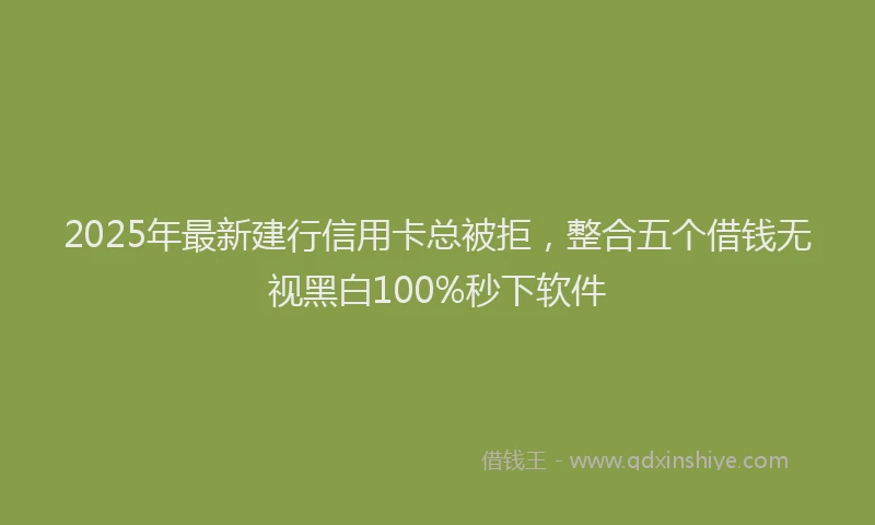 2025年最新建行信用卡总被拒，整合五个借钱无视黑白100%秒下软件