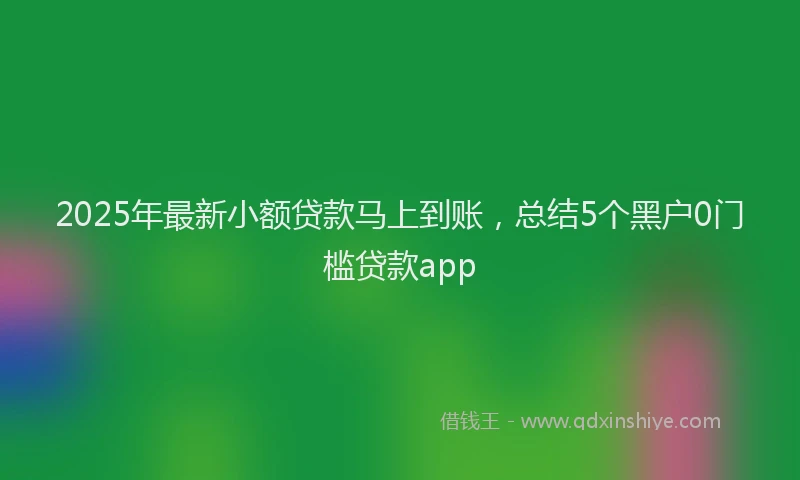2025年最新小额贷款马上到账，总结5个黑户0门槛贷款app