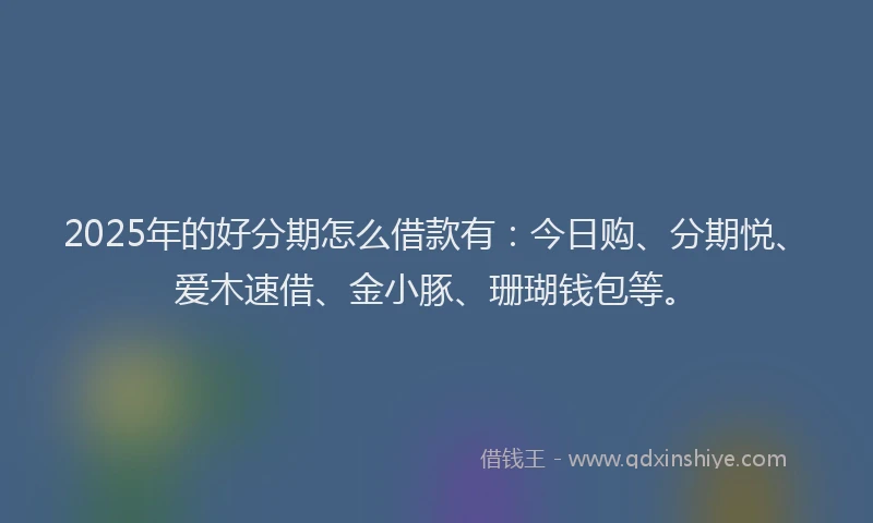 2025年的好分期怎么借款有：今日购、分期悦、爱木速借、金小豚、珊瑚钱包等。