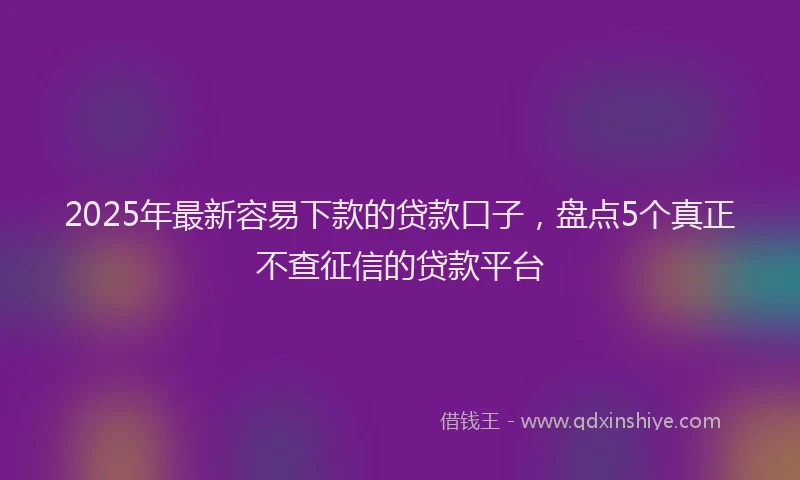 2025年最新容易下款的贷款口子，盘点5个真正不查征信的贷款平台