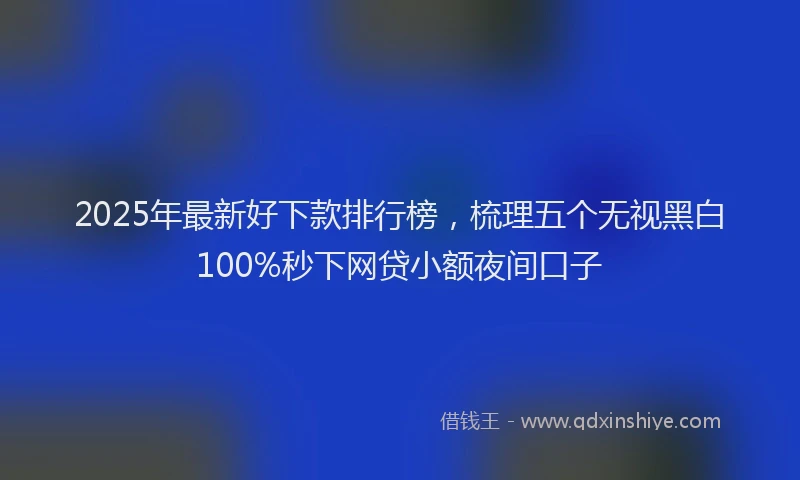 2025年最新好下款排行榜，梳理五个无视黑白100%秒下网贷小额夜间口子