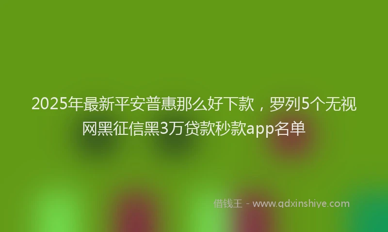 2025年最新平安普惠那么好下款，罗列5个无视网黑征信黑3万贷款秒款app名单