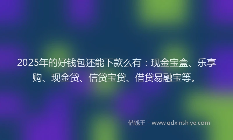 2025年的好钱包还能下款么有：现金宝盒、乐享购、现金贷、信贷宝贷、借贷易融宝等。