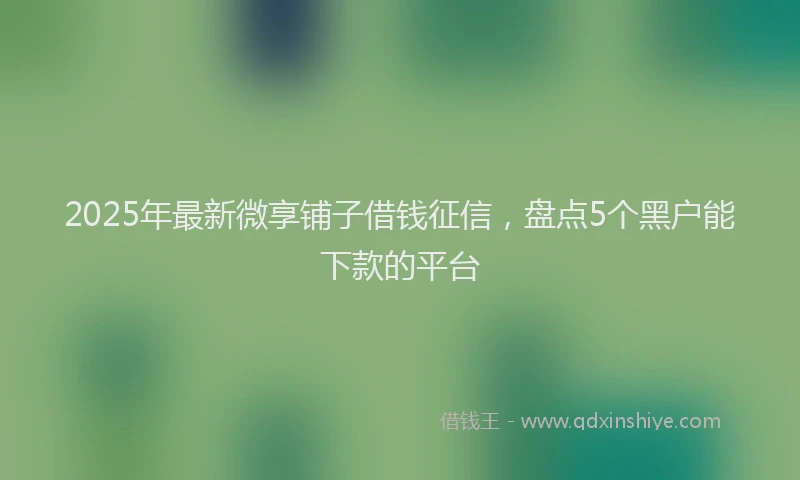 2025年最新微享铺子借钱征信，盘点5个黑户能下款的平台