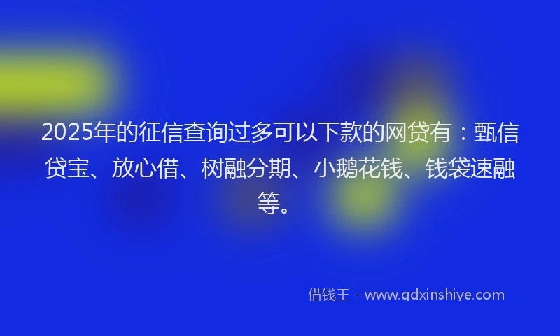 2025年的征信查询过多可以下款的网贷有：甄信贷宝、放心借、树融分期、小鹅花钱、钱袋速融等。