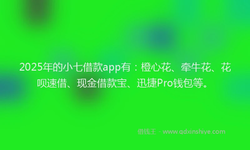 2025年的小七借款app有：橙心花、牵牛花、花呗速借、现金借款宝、迅捷Pro钱包等。