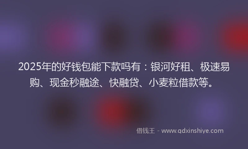 2025年的好钱包能下款吗有：银河好租、极速易购、现金秒融途、快融贷、小麦粒借款等。