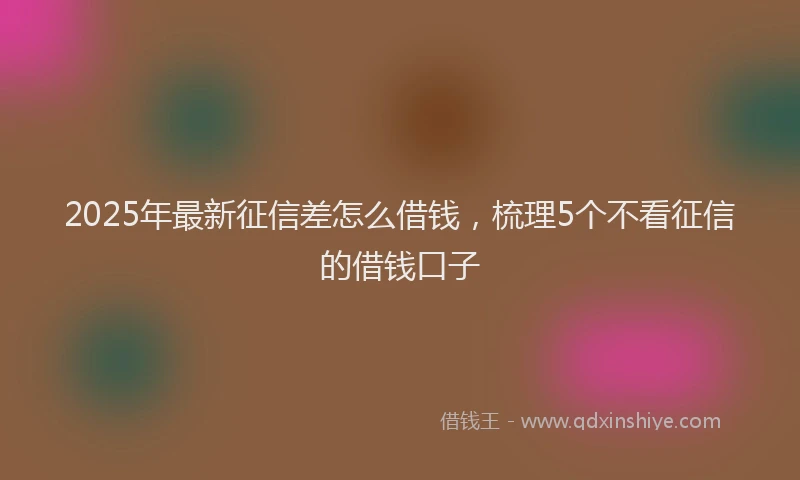 2025年最新征信差怎么借钱，梳理5个不看征信的借钱口子