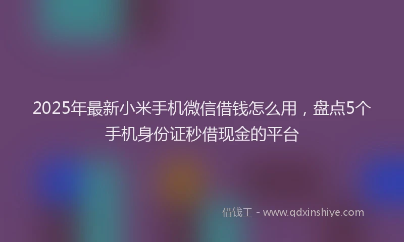 2025年最新小米手机微信借钱怎么用，盘点5个手机身份证秒借现金的平台