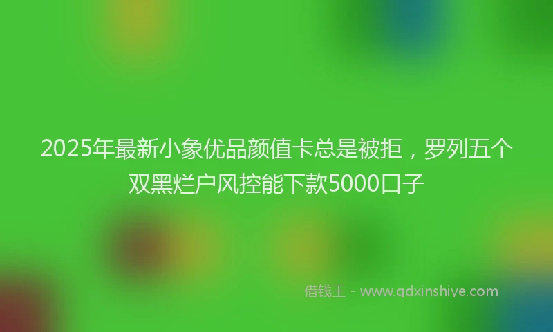 2025年最新小象优品颜值卡总是被拒，罗列五个双黑烂户风控能下款5000口子
