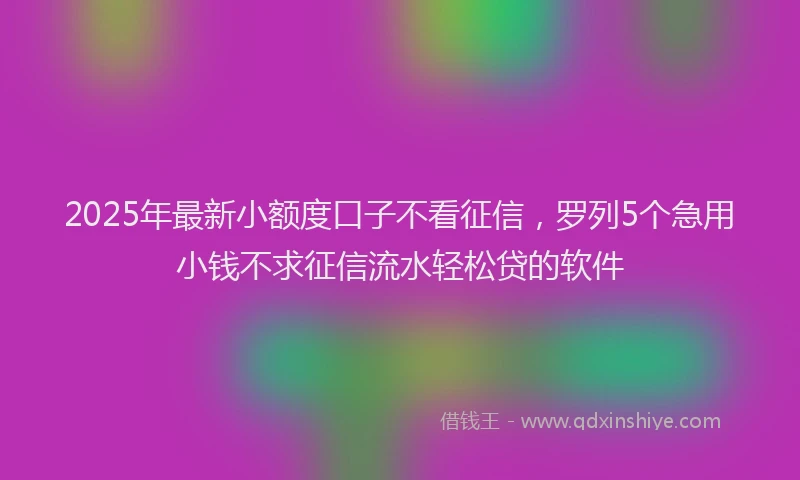 2025年最新小额度口子不看征信，罗列5个急用小钱不求征信流水轻松贷的软件