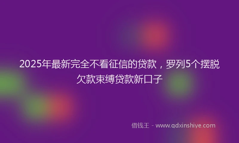 2025年最新完全不看征信的贷款，罗列5个摆脱欠款束缚贷款新口子
