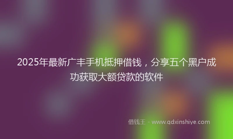 2025年最新广丰手机抵押借钱，分享五个黑户成功获取大额贷款的软件
