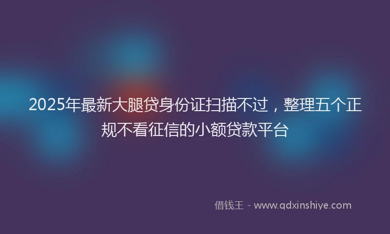 2025年最新大腿贷身份证扫描不过，整理五个正规不看征信的小额贷款平台