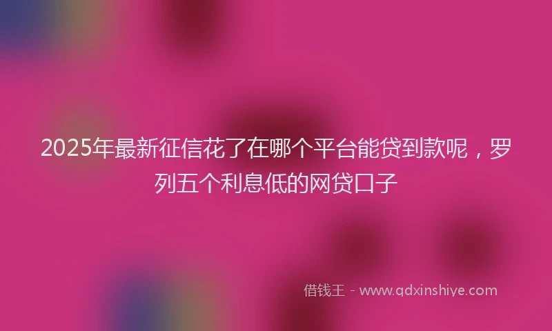 2025年最新征信花了在哪个平台能贷到款呢，罗列五个利息低的网贷口子