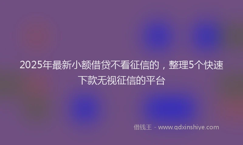 2025年最新小额借贷不看征信的，整理5个快速下款无视征信的平台